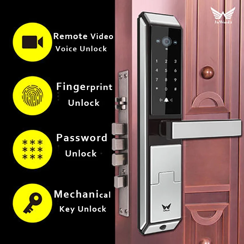 Camera WIFI Fingerprint lock,Best Remote Video Smart Door Lock Password Fingerprint Door Lock