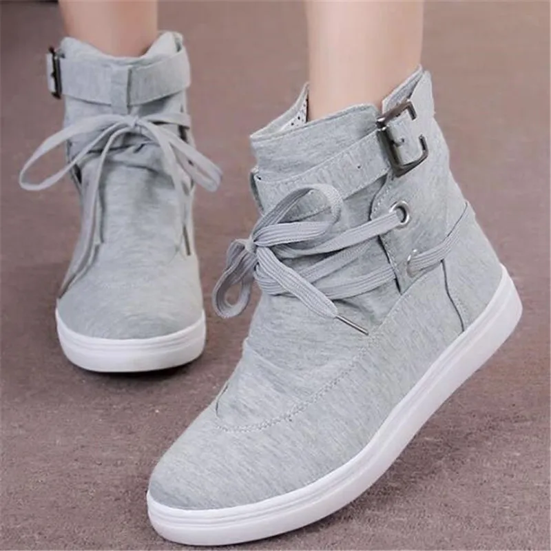 

WIGQCY 201 New spring and autumn high canvas fashion shoes Flat with lace non-slip shoes large size comfortable women's shoes Y2