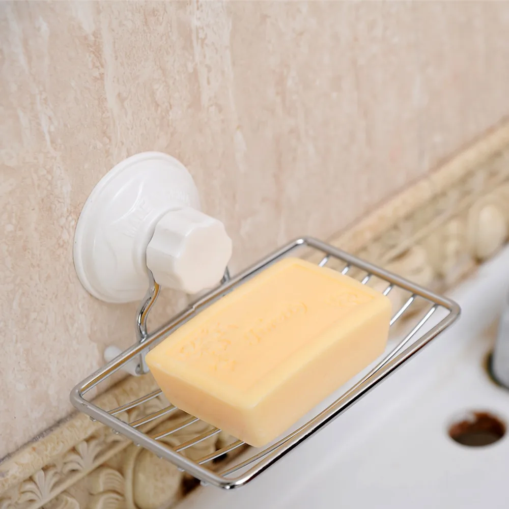 Hot Stainless Strong Suction Wall Soap Holder Dish Tray Bathroom Shower