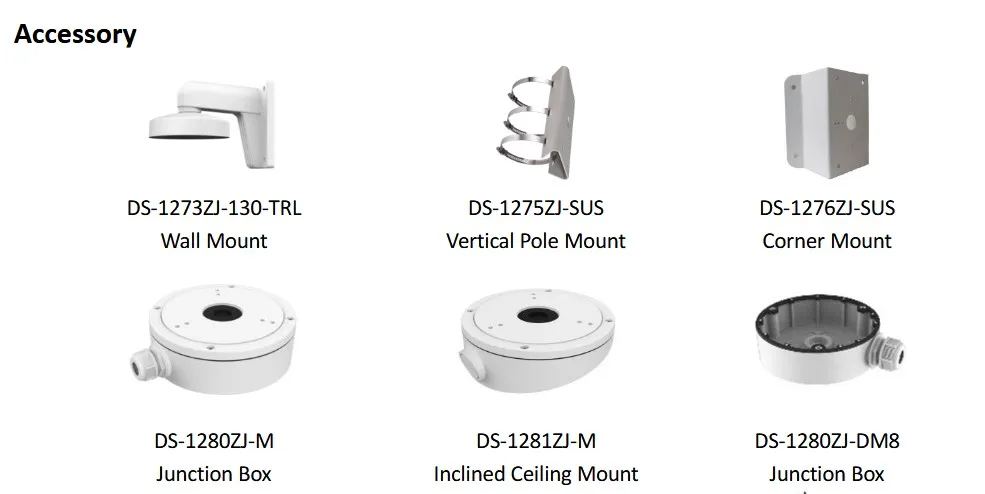 DS-2CD2385FWD-I 8MP IP Camera 4K  IR 30m SD Card Slot Fixed Turret Network Camera 支架