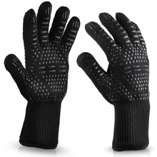 1/2 pièces BBQ gants 300-500Centigrade extrême résistant à la chaleur aramide gants de sécurité grill bbq doublure coton pour cuisine outils de cuisson