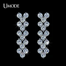 UMODE Bijoux Unique Design Long Earrings With AAA+ CZ Plant Shaped Stud Earrings For Women Fashion Jewelry AUE0040