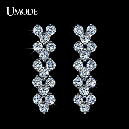 

UMODE Bijoux Unique Design Long Earrings With AAA+ CZ Plant Shaped Stud Earrings For Women Fashion Jewelry AUE0040