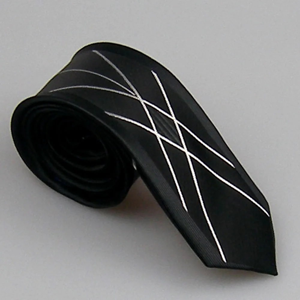 Lammulin Галстуки Для мужчин костюм шеи галстук-бабочка черный с серебристым в Вертикальную Полоску жаккардовый галстук границы дизайн узкий галстук 6 см