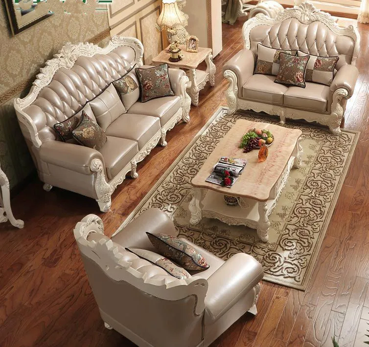 buy Luxury European Style Genuine Leather Living Room Sofa Furniture 1+2+3 From China
