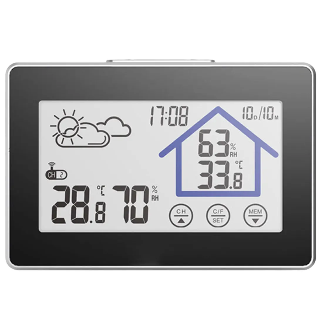 

Wireless Thermometer Hygrometer Touch Screen Weather Station Thermometer Outdoor Forecast Sensor Clock