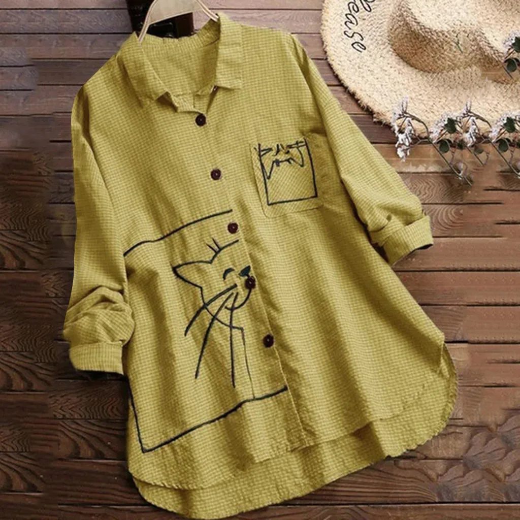 

Plus Size 5xl Harajuku Womens Tops And Blouses Casual Summer Yellow Long Sleeve Blouse Gothic Animal Print Women Clothes 2019