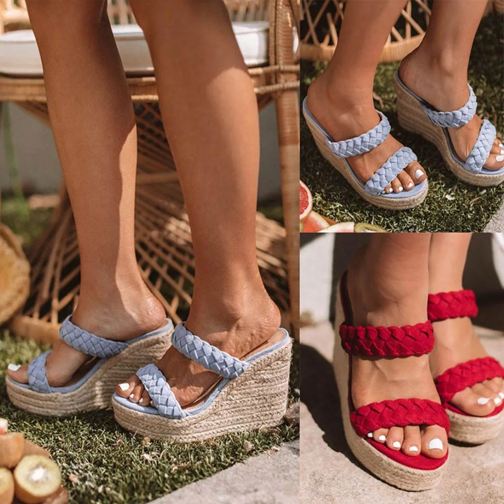 

ONTO-MATO Famous Brand Rome Women Summer Wedges Slippers Hemp Rope Beach Slippers Open Toe Sandals Dropshipping Zapatillas