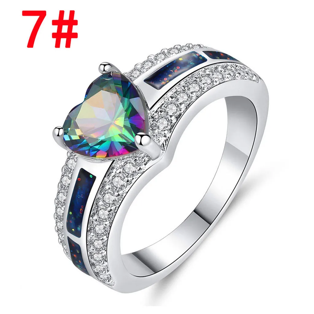 Women Heart-shaped Zircon Ring With Colored Heart-shaped Personality Couple Ring Wedding Couples Rings Bijouterie for Gift