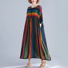 Johnature повседневное свободное лоскутное летнее платье с карманами, рукав летучая мышь, круглый вырез, новинка, одежда в полоску, корейский стиль, женское платье