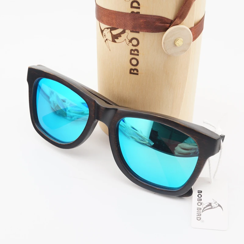 

BOBO BIRD Nature Ebony Wooden Sunglasses Women Mens Best Gift Polarized Lens Unisex Sun Glasses Male oculos de sol feminino 2017