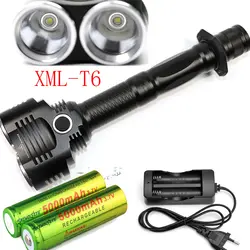 XM-L 2x T6 6000 люмен cree светодиодный фонарик cree led 18650 фонарик Torch light 4 режима + зарядное устройство + 2x батареи