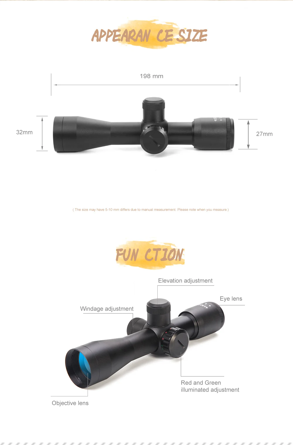 Тактический 4x32EG Rilescope охотничий прицел с подсветкой Регулировка прицелов дальномер для наружного страйкбол винтовка стрельба Монокуляр