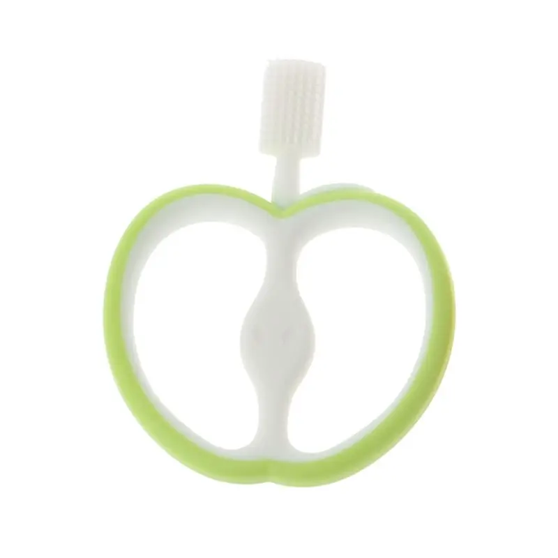 Детская силиконовая учебная зубная щетка BPA Free Apple shape безопасный Прорезыватель жевать игрушки Прорезыватель кольцо подарок для младенца жевание