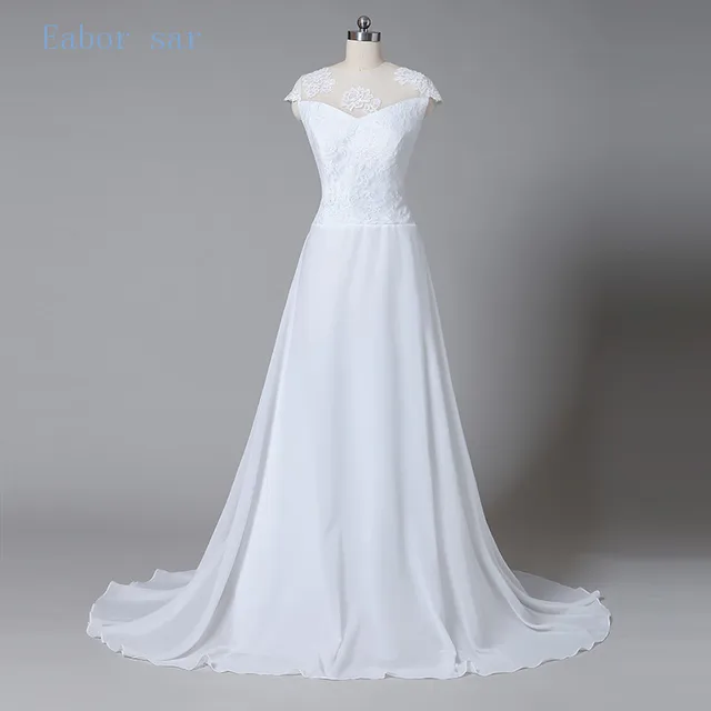 Simple A Line Lace Wedding Dress 2017 Romantic Scoop Neck Backless