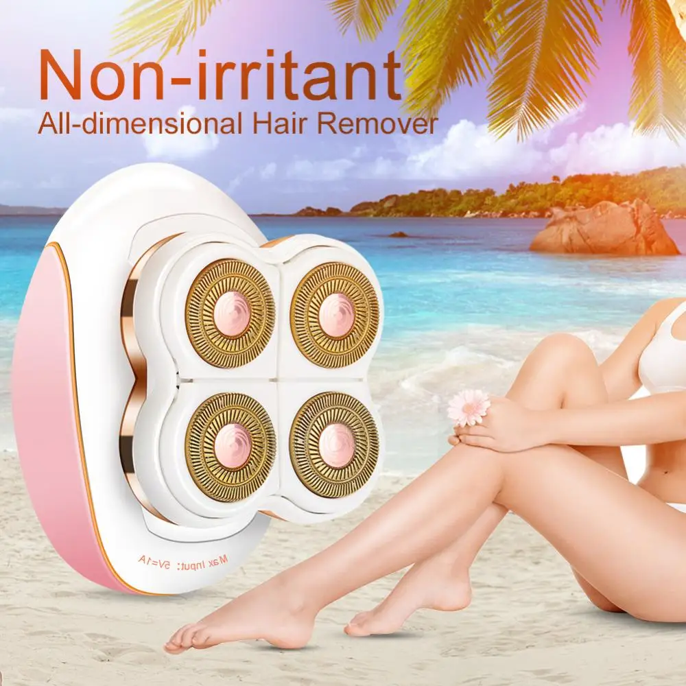 

USB Rechargeable Women Man Facial Hair Remover Face Body Hair Painless Epilator Shaver 4 Heads LEG Hair Removal Depilator