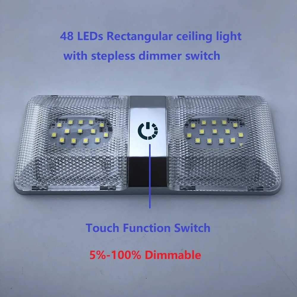 6 Вт двойная прямоугольная лампа для потолка с сенсорной функцией Диммер 12 В DC лодка/морская крыша лампа интерьерный Точечный светильник RVs Caravans