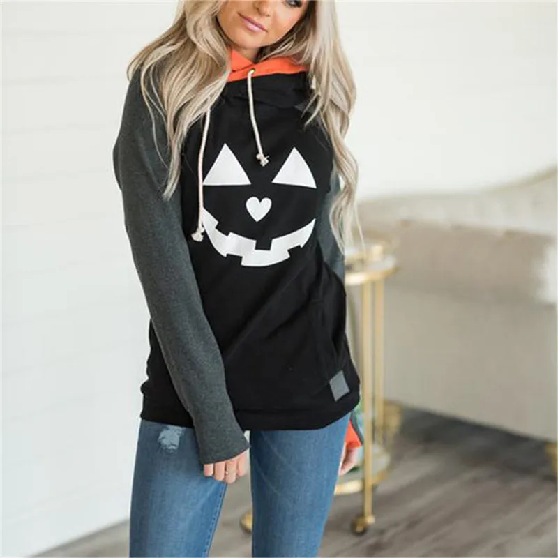 FR@ Halloween Women Blouse Long Sleeve Plus Size Halloween Witch Print ...
