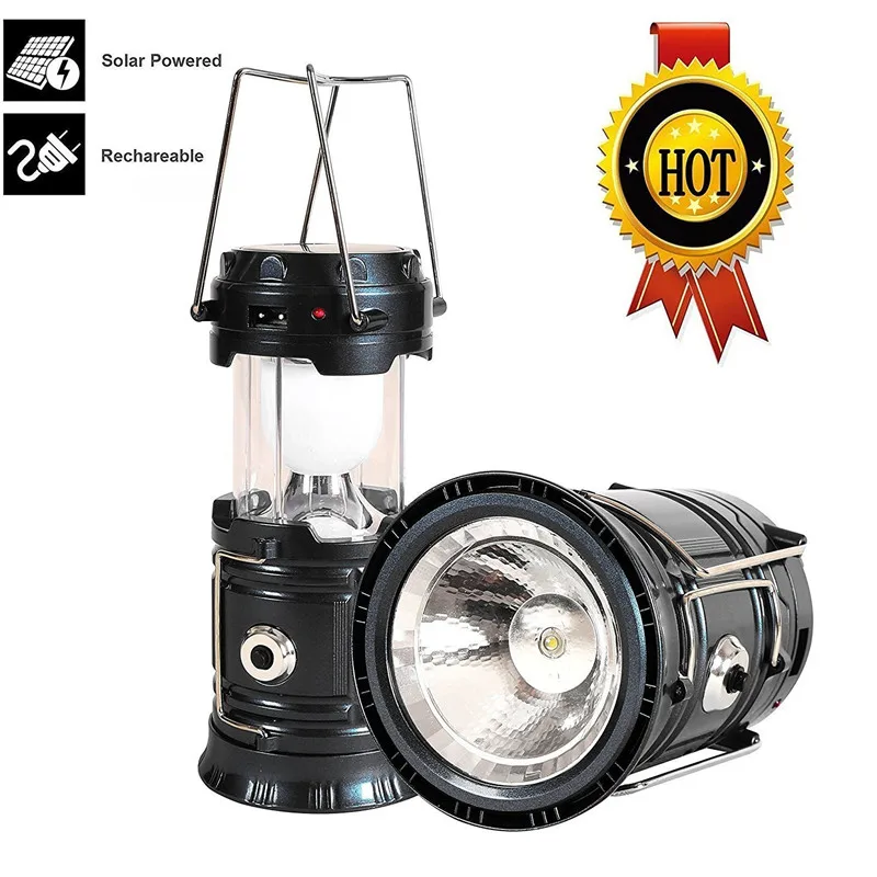 Solar LED Camping Lantern, Portable Outdoor Lantern Flashlight for