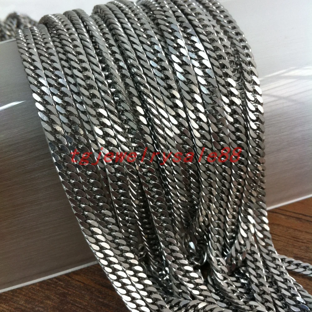 

5/10M/Lot 4mm Wide Men's Women's Stainless Steel Silver Color Cuban Curb Link Chain Suit For DIY Necklace Wholesale In Bulk