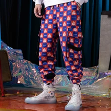 BINHIIRO, весенние мужские брюки карго, с рисунком, хлопок, полиэстер, хип-хоп, с карманами, полная длина, мужские брюки, черные, синие, зеленые