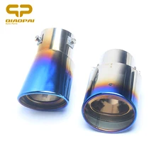 Universal Modified Car Exhaust Muffler Stainless Steel Pipe Chrome Trim Exhaust Rear Tail Muffler Tip Half Blue For Honda Nissan universal car exhaust muffler tip high quality stainless steel pipe chrome trim modified car tail pipe exhaust system new