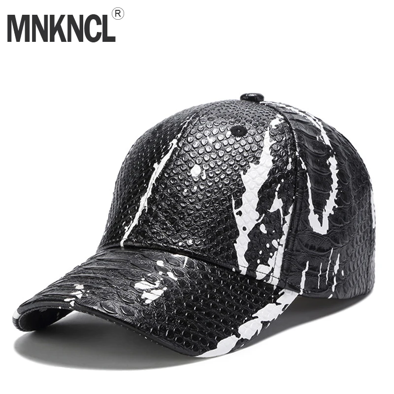 

MNKNCL High Quality PU Leather Spring Summer Men Women Couple Baseball Cap Street Cool Style Caps Hats Bone Snapback Caps