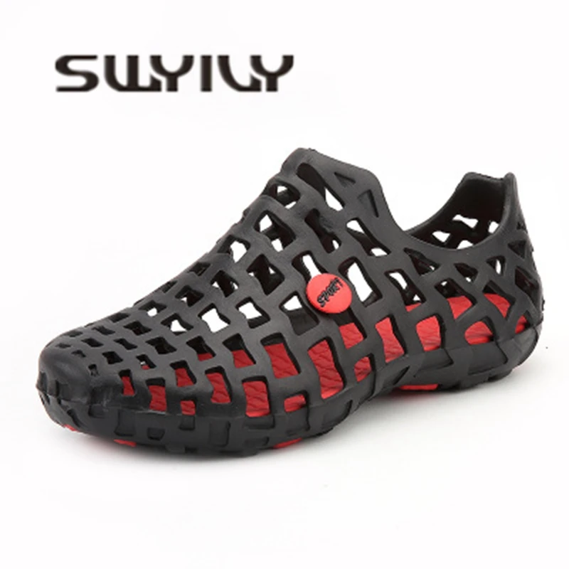 SWYIVY Men and Women Breathable Beach Aqua Shoes 2018 New Summer Anti-Slip Outdoor Wading Hole Lazy Soft Shoes