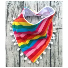 Детские нагрудники для отрыжек из хлопка с кружевным бантом, розовый и белый нагрудник для маленьких девочек, милый нагрудник с радугой слюнявчик для младенца, новинка года