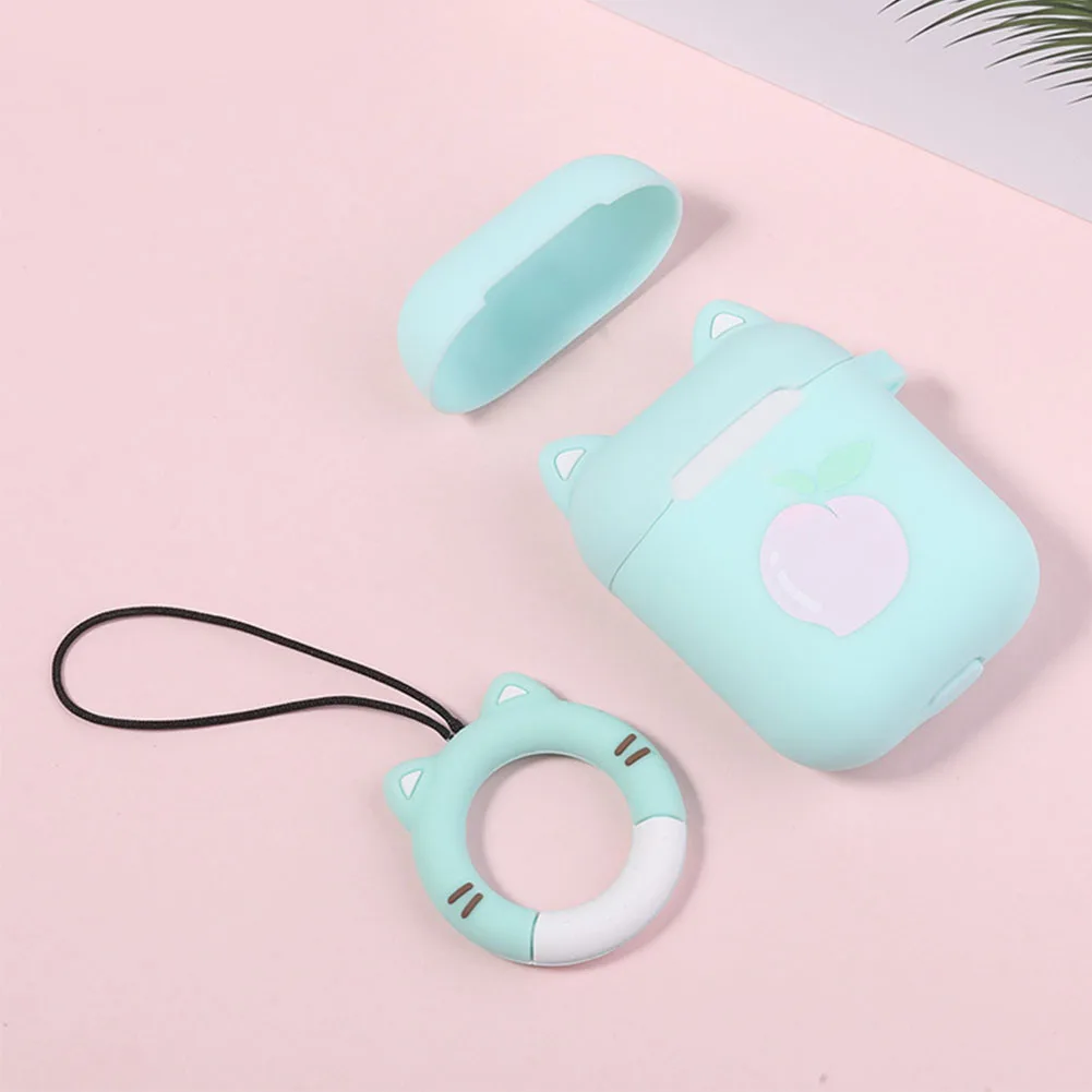 

Earphone Case Protective Cover Bluetooth Wireless With Ring Soft Mini Portable Storage Box Cute Cartoon Gift Skin For AirPods