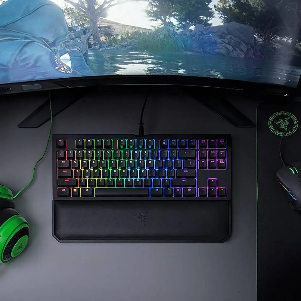 OriginalRazer BlackWidow Tournament Edition Chroma V2 Механическая игровая клавиатура RGB тактильные