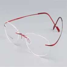 MONGOTEN для женщин Мода без оправы чистый титановый, ультралегкий оптические очки розовый прозрачные линзы близорукость очки бренд дизайн