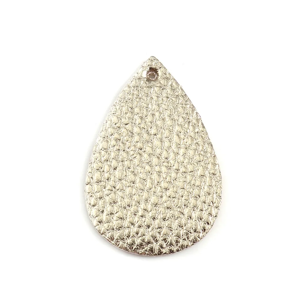 

DoreenBeads PU Leather Pendants Drop Golden Silver Color Jewelry Findings Accessories 56mm(2 2/8") x 38mm(1 4/8"), 50 PCs