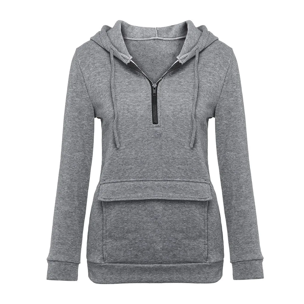 

Women fashion super large size long sleeve solid color slim Sweatshirt pocket hooded running comfortable training pullover shirt