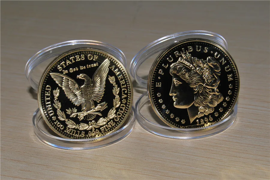 United States 1896 Gold Plated Morgan Dollar Souvenir Coin E