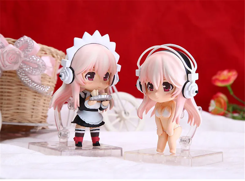 Anime Super Sonico Heandphone in Bikini Sexy Action Figure Toys Maid Sonic Cosplay Figuras Dolls Gift Q Ver. 2pcslot 8cm  (3)