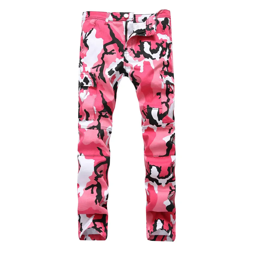 pink Aolamegs камуфляж брюки карго мужские хип хоп повседневные брюки мешковатые тактические брюки карманы хлопок модные тренировочные брюки - Цвет: pink