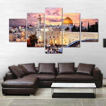 

5 Panel Modern Canvas Oil Painting Picture Islamic Architecture Wall Paintings Poster Art for Living Room Bedroom Home Decoratio