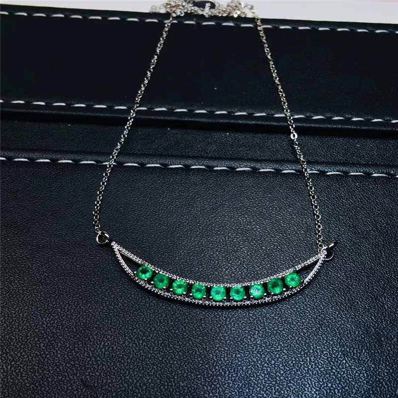 PROCOGEM Роскошный фантазии натуральный изумрудные ожерелья для Для женщин 3x3 мм более реальные зеленый драгоценные камни высококачественные ювелирные изделия 925 пробы серебро#572