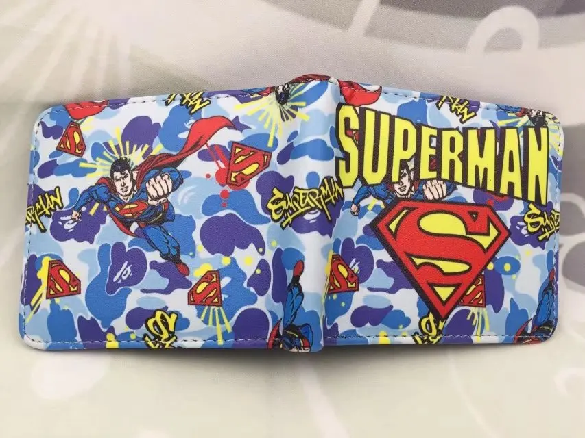 DC Джокер Двойные кошельки цветной принт кожа PU короткий кошелек Косплей флэш Супермен персонаж студенческий кошелек подарок - Цвет: Superman 06