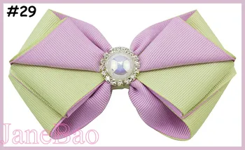 

free shipping 50pcs 4.5'' layered two color boutique hair bows twist hair bows with pearl girl hair clip hair accessories