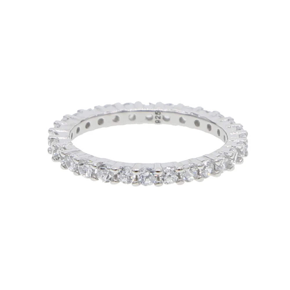 Горячая Распродажа, Классические 925 пробы, серебряные женские модные свадебные ювелирные изделия с кристаллами, блестящее крошечное круглое кольцо с фианитами для женщин