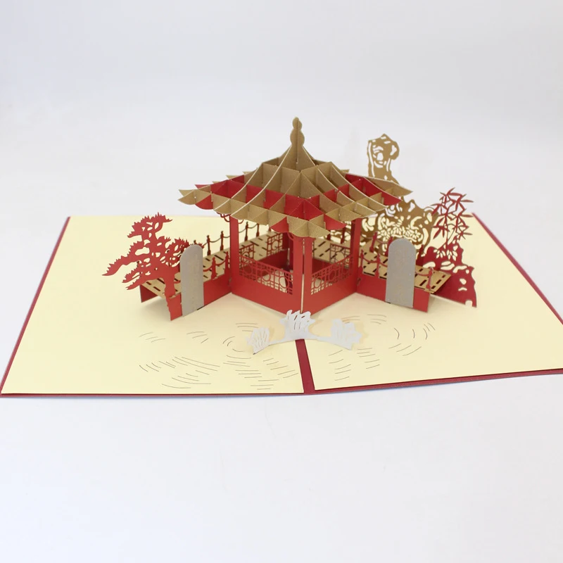  3D Handmade China Scenery Potu Spring Gardens Paper Invitation Greeting Cards PostCard Business Tou - 33060727799