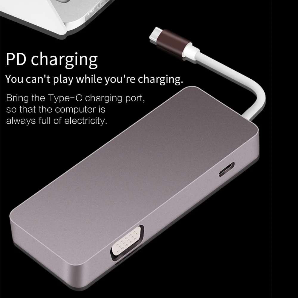 5 в 1 Многофункциональный Тип usb C док-станция USB 2,0/3,0 4 K* 2 K Высокое разрешение Выход& VGA Порты и разъёмы для всех компьютер с четырехъядерным процессором Тип-C Интерфейс
