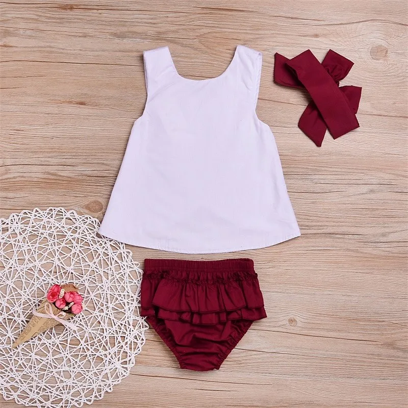Детская одежда для маленьких девочек майка Блуза Топ Белый(«русалочка»)+ шорты; брюки+ Головные уборы наряд, комплект летней одежды
