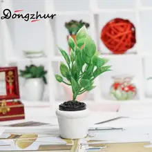 Dongzhur 1 шт. мини зеленое растение кукольный домик миниатюры 1:12 аксессуары украшения Кукольный дом части зеленые растения в горшках деревянный дом