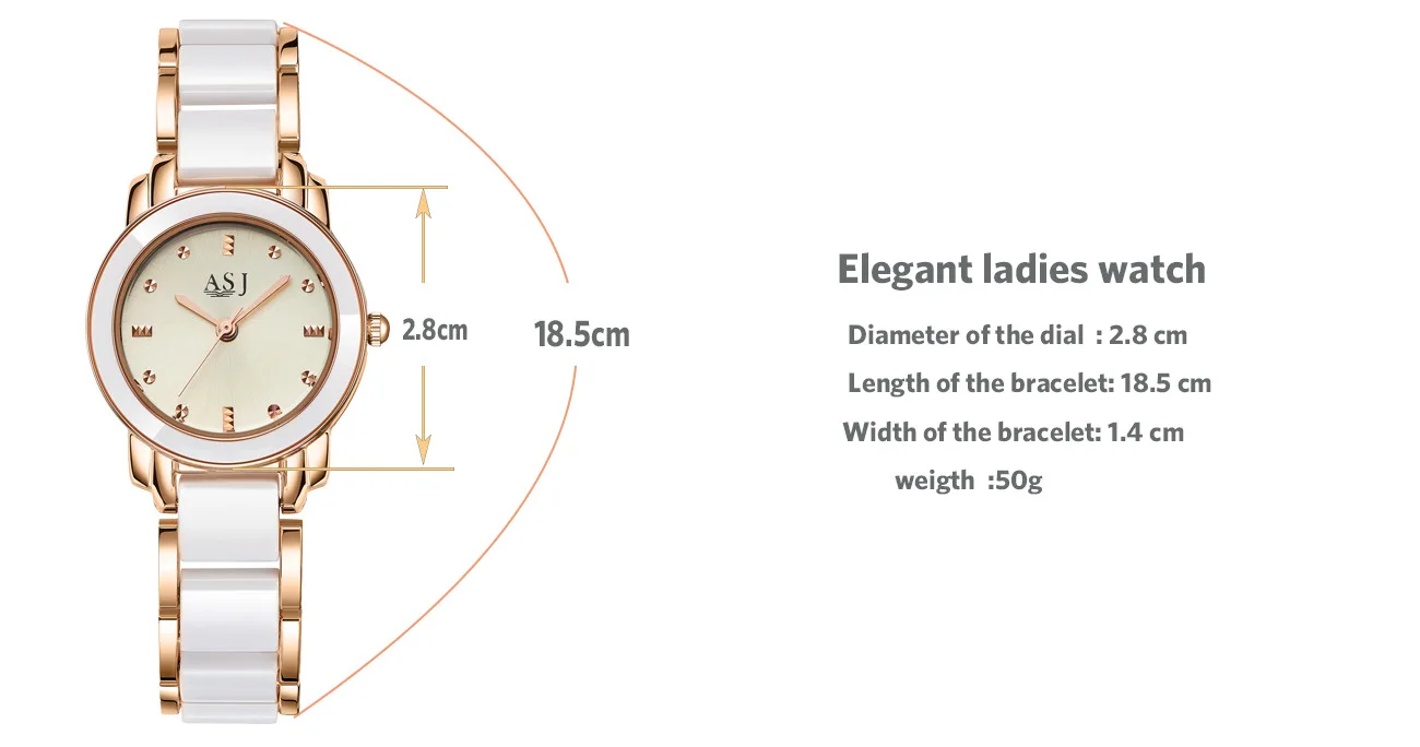 ASJ роскошные женские часы розовые керамические золотистые женские браслеты модные кварцевые часы наручные часы reloj mujer relogio feminino