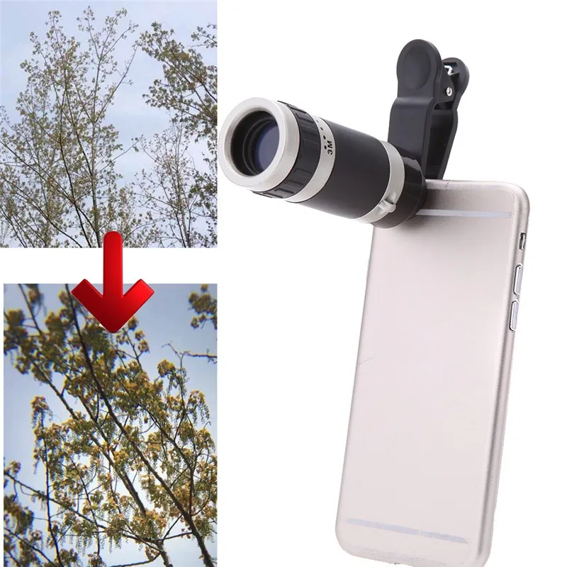 Универсальный shutterboy необходимый универсальный зажим 8X зум телескопический объектив для мобильного телефона для lenovo P780 K3 Note K900 S850 A859 или htc