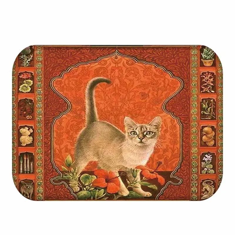 Rectangle Light Welcome Home Door Mats Funny Lazy Sleeping Cat Pattern Water Absorption Bathroom Carpets Living Room Tapete Rug