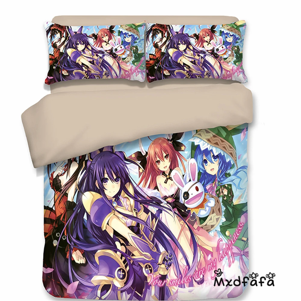 Mxdfafaアニメdate A Liveプリント布団ベッドセット布団カバーセット3個セットは1布団カバーと2抱き枕カバー Bedding Sets Aliexpress